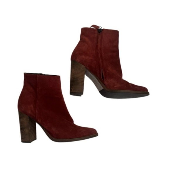 Freda Salvador Luck Suede Block Ankle Heel Boots, Brick Red, Size 6.5 - Picture 9 of 16